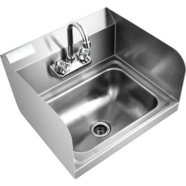 PETSITE Stainless Steel Hand Wash Sink with Faucet, Commercial Wall Mount Sink for Home Kitchen 17 x 15 Inches