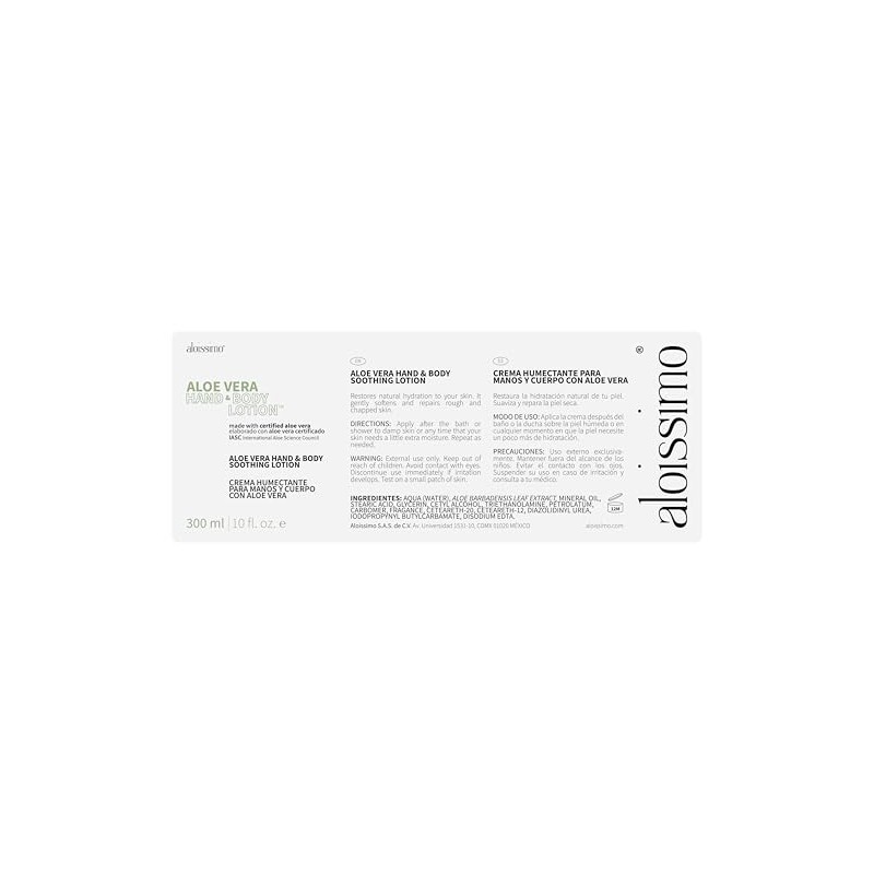 Hand & Body Lotion – Crema Hidratante Corporal con Aloe