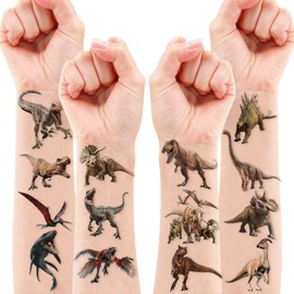 100PCS Dinosaur Temporary Tattoos Birthday Party Supplies Decorations 10 Sheet 3D Tattoos Stickers Super Cute Party Favors Kids Boys Girls Gifts Ideas Classroom School Prizes Themed Baby Showers