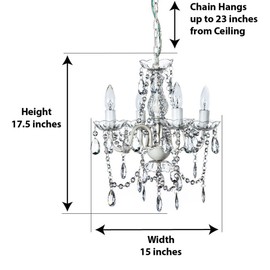 gypsy color The Original Brink House 4 Light Crystal White Hardwire Flush Mount Chandelier H17.5”xW15”, White Metal Frame, Clear Glass Stem, and Acrylic Crystals