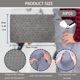 Yixinly Oil Suction Cloths, Pack of 30 Oil Catcher Mat, Workshop Mat, 25 x 33 cm, Oil Absorbing Pads, Oil Collection Mat, Oil Absorption Wipes for Home, Garage, Basement, Restaurant, Kitchen