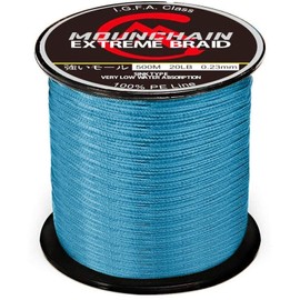 Mounchain Braided Fishing Line 500M, 8 Strands Abrasion Resistant Braided Lines Super Strong 100% PE Sensitive Fishing Line - Blue 10LB