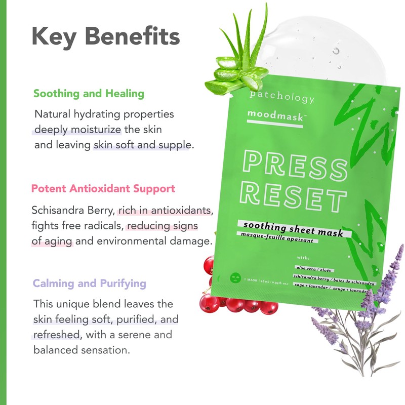 Patchology Soothing Face Mask - Press Reset Soothing Sheet Mask