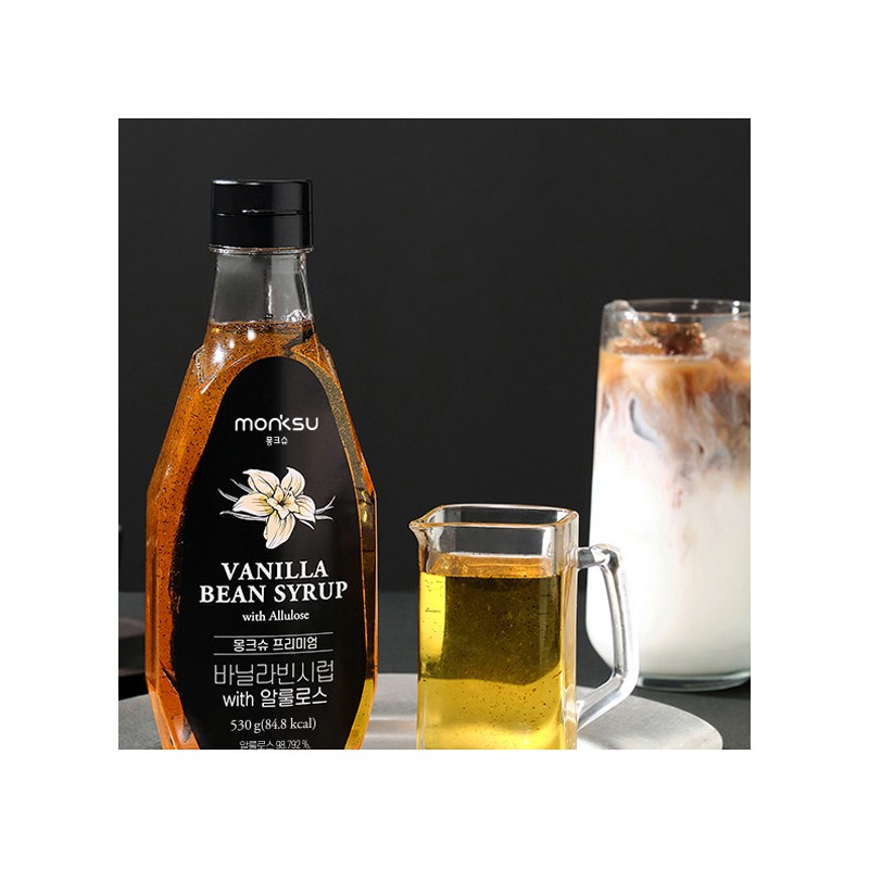 Monkshu Premium Vanilla Bean Syrup WITH Allulose, 530g, 1 unit