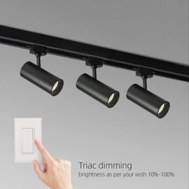 Aisilan Black Dimmable Track Lighting Heads, Compatible with Single Circuit H Type Rail, CRI97 Flicker-Free 9W Warm White Accent Fixture for Living Room, Bedroom, Kitchen, Corridor, Art Lighting
