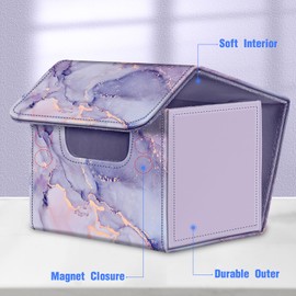 CaseBot Card Deck Box Compatible with MTG/TCG/CCG, Magnetic Game Card Case Large Size Fits Up 180+ Game Cards with PU Divider, Lilac Marble