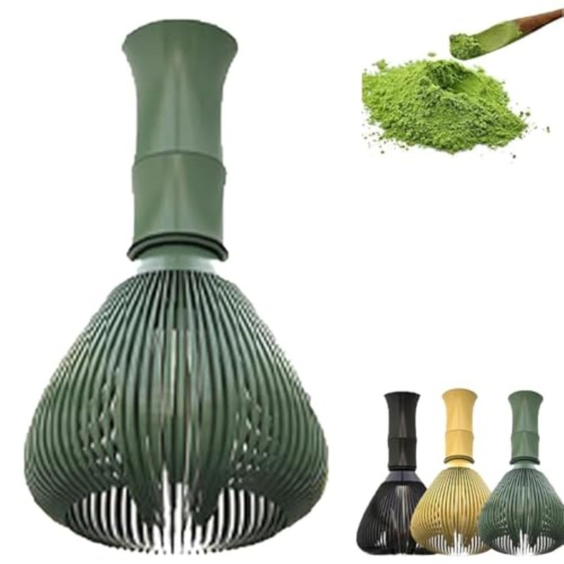 Matcha Whisk ABS with Ceramic Base Holder Food Grade Green