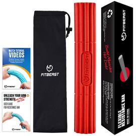 FitBeast Flex Bar, Tennis Elbow Bar - Ideal for Improve Grip Strength, Fitness Resistance Bar for Golfer's Elbow & Tendinitis, Twist Bar - Color: Red-Heavy