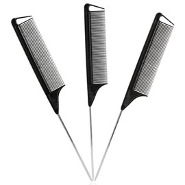 Triko Set 3 Peine de Cola con Punta Metálica, Peines para Cabello Profesionales para Particiones, Peinado y Texturizado, Peine para Hombre y Mujer