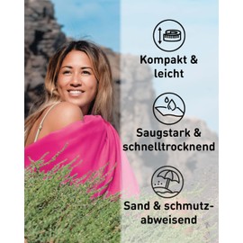 Fit-Flip Microfibre Towel, Compact, Ideal as a Sports Towel, Travel Towel, Beach Towel, Quick-Drying and Lightweight, Large Bath Towel, (90 x 180 cm, Pink)