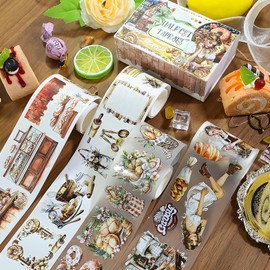 Snycler Pre-Cut Oatmeal Rhyme Themed PET Washi Tapes - Vintage Aesthetic Tape Stickers for Journaling, Scrapbooking, Junk Journals, Crafts, Planners - 4 Rolls