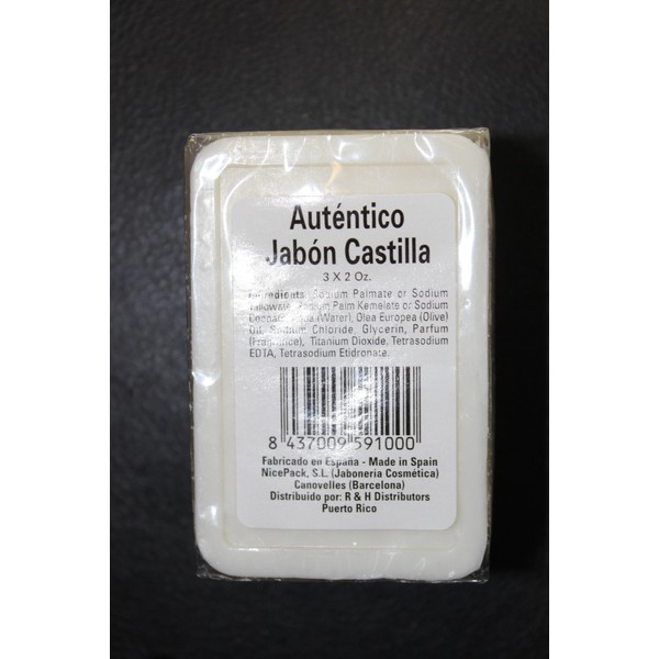 Authentic Castile Soap - Three Bars of 2 Oz. Each Pack - Made in Spain (Autentico Jabon Castilla)