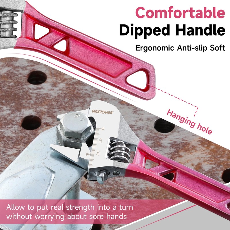 MAXPOWER 2pcs Adjustable Spanner Set, Slim Jaw Adjustable Wrench, Plumbing