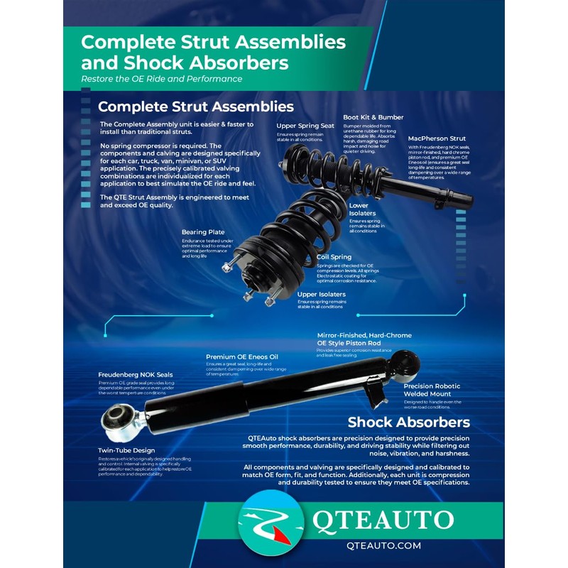 PM Auto Pair of 2 Rear Suspension Strut Assembly For