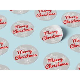 30 x Small Merry Christmas Snowflake Stickers Gift Present Parcel Sticky Labels (30mmx30mm)