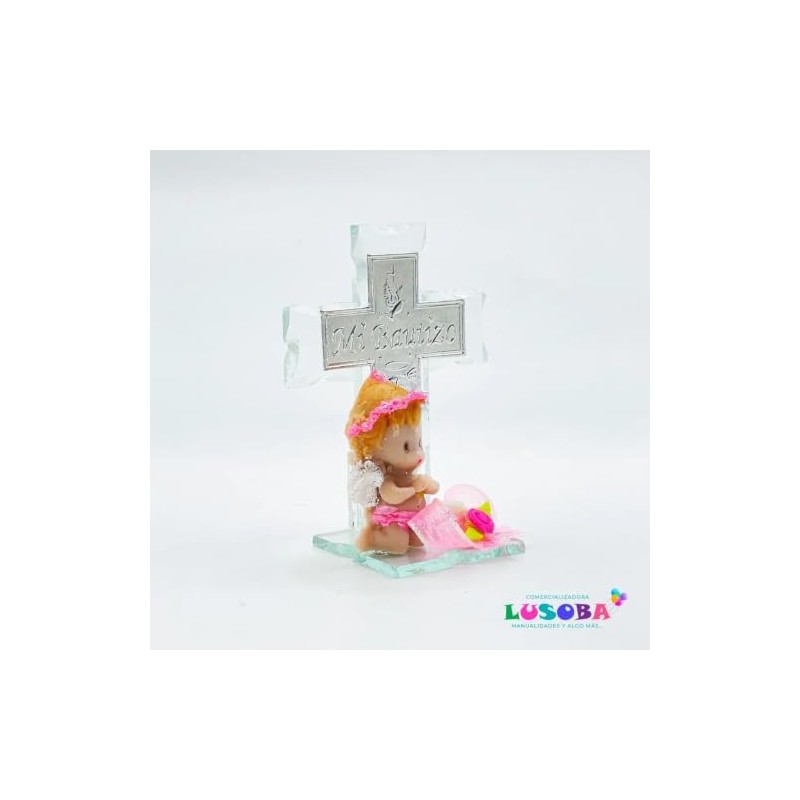 Cruz de Cristal Recuerdo Bautizo Niña 12 Piezas
