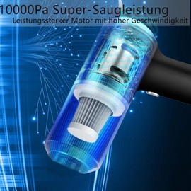 JiaWell Handstaubsauger 10000Pa Akku Handstaubsauger Kabellos Mini Staubsauger Nass & Trocken 3 in 1 Autostaubsauger Typ-C Aufladbar Tragbar Leicht für Auto Haus Tierhaar