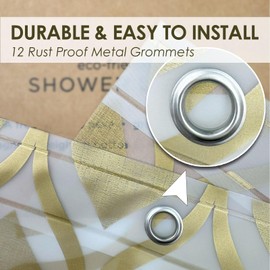 TRIMENGO PEVA Shower Curtain Liner with Design, Striped Shower Curtain, Printed Shower Curtain, 12 Rustproof Metal Grommets, Plastic, Waterproof, Standard Size 70x72 Glod Shower Curtain for Bathroom