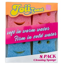 JoiiToast 8 -Pack Double-Layer Kitchen Dish Scrub Sponges, Colorful Toast-Shaped,Fun Cleaning,Non-Scratch,Home Essentials,Cleaning Supplies,Esponjas para Lavar platos