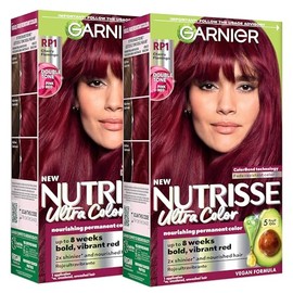 Garnier Hair Color Nutrisse Ultra Color Nourishing Creme, RP1 Pink Red (Cherry Flamingo) Permanent Hair Dye, 2 Count (Packaging May Vary)