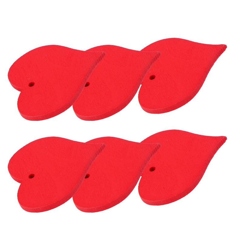 100Pcs Wood Slices HandMade Red HeartShaped Pendant Crafts DIY Wedding