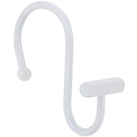 White Shower Curtain Hooks, Rust Proof Shower Curtain Rings for Bathroom, CHICTIE Modern Metal Decorative Shower Hooks Hangers for Shower Curtain Rod, Square T Bar Shape Set of 12