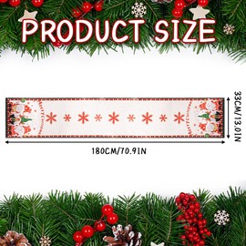 Bekecidi Christmas Table Runners, Santa Claus Reindeer Gnome Table Runner Long Tablecloth linen Xmas Table Cloth Festive Table Runner Christmas Table Decorations for Dining Home Party Decor (180x33CM)