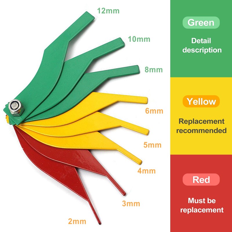 ZeriLion Automotive Brake Pad Wear Measurement Kit - Color-Coded Gauges