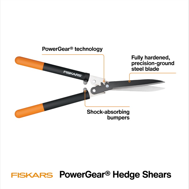 Fiskars PowerGear Hedge Shears - 23" Stainless Steel Blades -
