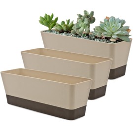Rocutus Window Box Planter Window Planter,Rectangle Plant Planter Flower Pots Plant Containers Succulent Cactus Window Box with Saucer,Small Succulent Cactus Plastic Plant Pot for Windowsill(3)