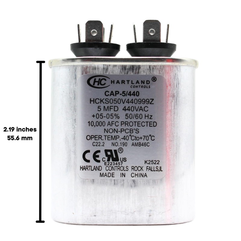 The HVAC Genius 5 MFD AC Capacitor, 5uF ±5% 370VAC/440