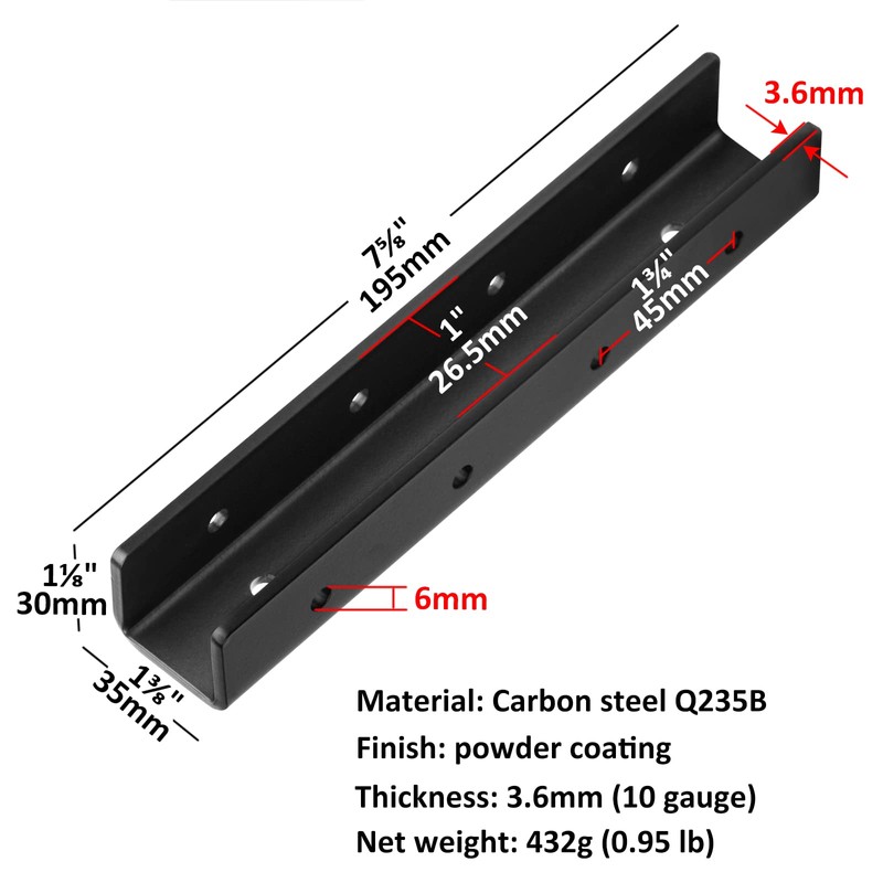 heneng 4 Pcs Square Tube Fence Mounting Brackets for 1"