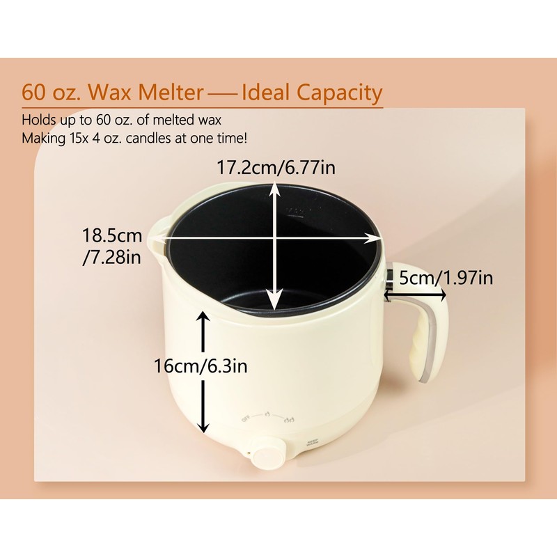 Aroparc Electric Wax Melting Pot, 60oz/1.8L Wax Melter for Candle