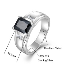 Starnny Mens Ring 925 Sterling Silver Ring 3A Cubic Zirconia Rings Gift for Men/Friends/Husband