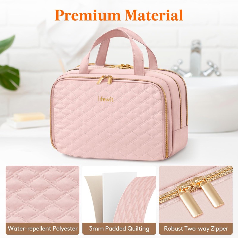 Lifewit Travel Toiletry Bag with Handle, Large Wide-Open Makeup Cosmetic