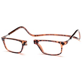 PESMUKO Gafas de lectura magnéticas con conexión frontal ajustable para hombre o mujer, color tortuga G1 +3.00