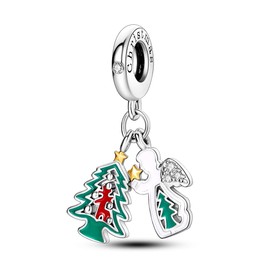 Parmuz 925 Sterling Silver Christams Charm for Bracelet Snowflake Dangle Charm Beads Santa Claus Snowman Deer Bead Charm, Merry Christmas Gifts for Women