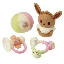 Toy Royal Monpoke Rattle Set, Eevee (Plush, Rin Rin Ring, Whistle, Soft Cloth Ball), Baby Toy (Light/Washable Washable), Baby Shower, Gift, Present