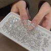 100Pcs Shiny Silver Rectangular Zircon Nail Rhinestones, 0.059×0.118 Inch Mini