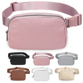 Bomvabe 1L Mini Belt Bag with Adjustable Strap 32" to 51", Crossbody Fanny Pack for Women, Fashion Waist Bag Lightweight for Travel Sport Running Cycling Hiking, Pink