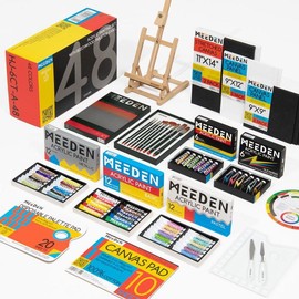 MEEDEN Art Acrylic Painting Kit, 72-Piece Acrylic Paint Set with Tabletop Wooden Easel, Art Supplies for Artists, Beginners