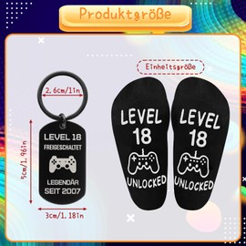 PangWuu 18th Birthday Boy, 2 Pieces Gift Set Keyring and Socks, 18th Birthday Gift for Teens, 18th Birthday Gift for Son, Brother or Boyfriend