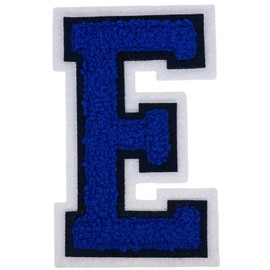 1 PCS 4.0" Blue Chenille Letter Patch, Iron on Patches for Hats Clothes Bags Backpacks Jeans Jackets, Initial Patches Large Varsity Letter. (Letter E)