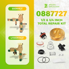 Replace for Watts 0887727 1/2 & 3/4 Inch Pressure Vacuum Breaker Total Repair Kit RK 800M4-T 1/2"-3/4" Total Repair Kit Fit for Watts 800M4 1/2" 3/4" Pressure Vacuum Breakers