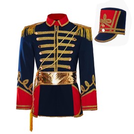 iSHOWcos Nutcracker Cosplay Costume Soldier Costume Top Jacket With Hat Medieval Military Officer Jacket Coat-A-M