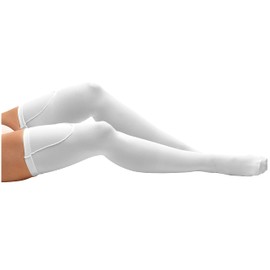 Truform Surgical Stockings, 18 mmHg Compression for Men and Women, Thigh High Length, Closed Toe, White, Small