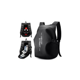 WEPLAN Motorcycle Backpack for Men Women Waterproof Helmet Backpack Motorcycle Bag Large Capacity Cycling Helmet Bag With Reflective Strip Sac a Dos Moto Travel Backpacks Lightweight,Black Large