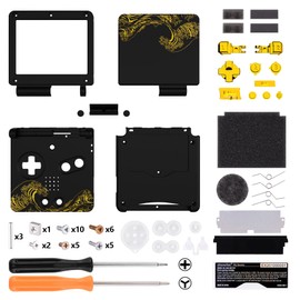 IPS Ready Upgraded eXtremeRate Custom Replacement Housing Shell for Gameboy Advance SP GBA SP – The Great GOLDEN Wave Off Kanagawa - Black Compatible with Both IPS & Standard LCD – No Console & Screen