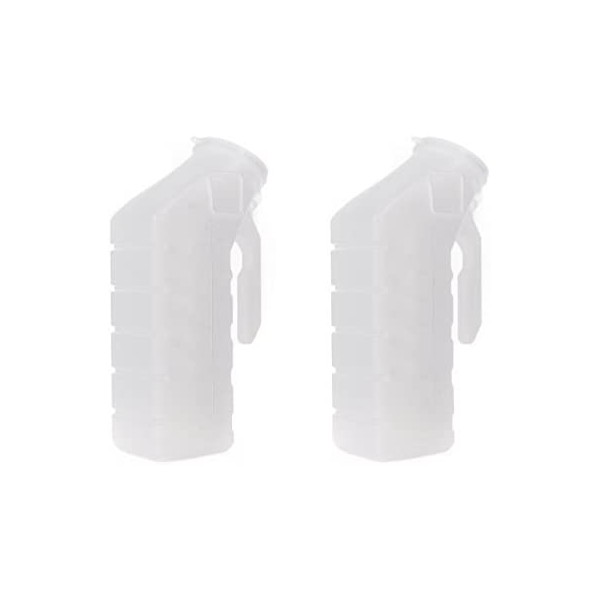BodyHealt Deluxe Male Urinal Incontinence - Pee Bottle 32oz./1000ml with Cover (Standard Lid, Pack of 2)