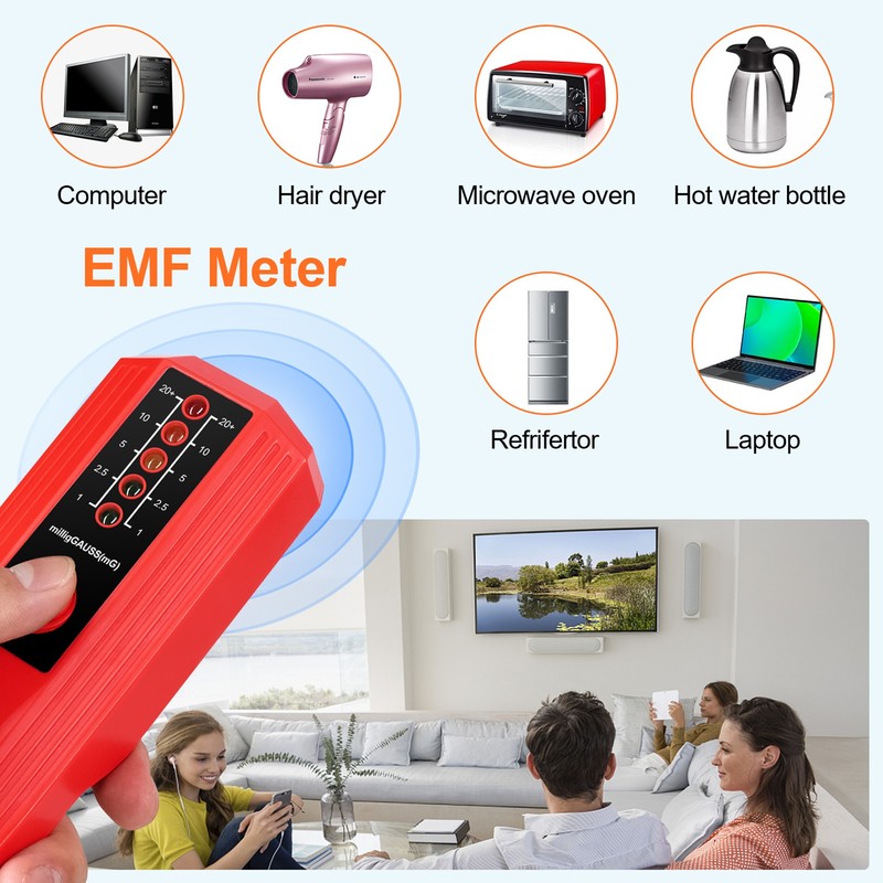 Handheld EMF Meter Portable Electromagnetic Radiation Detector Household Laboratory Hospital
